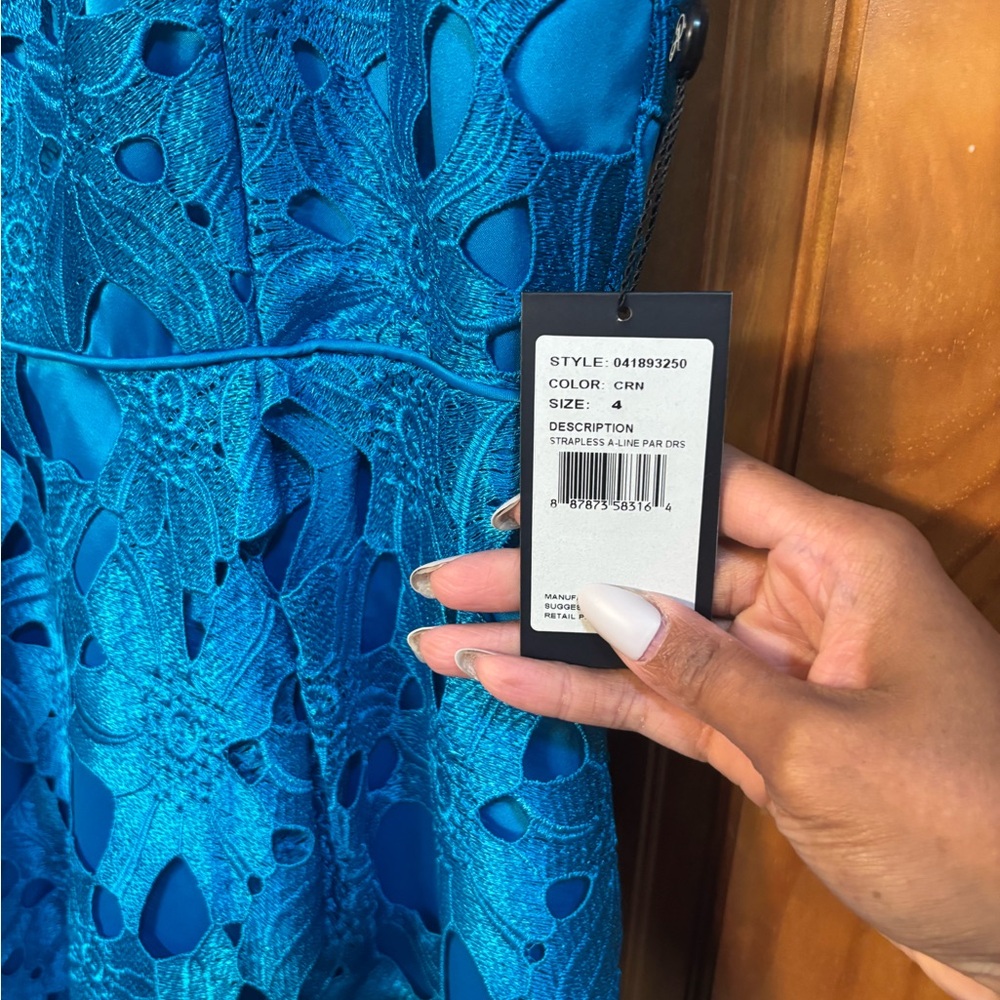 Adrianna Papell Blue Spaghetti Strap Sundress for Weddings - Picture 4 of 4